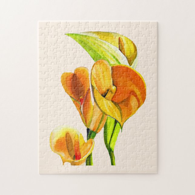 Puzzle acuarela de Calla lily naranja (Vertical)