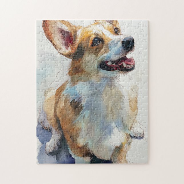 Puzzle acuarela de corgi galés de Pembroke (Vertical)