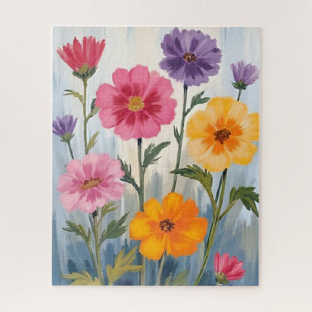 Puzzle Acuarela de Flores Silvestres | Pintura de Campo d (Vertical)