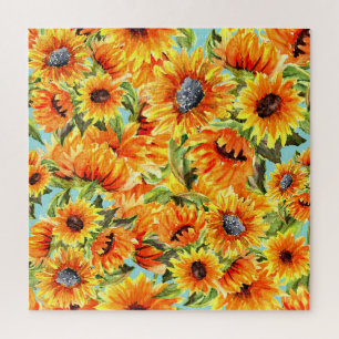 Puzzle Acuarela de girasoles: Ilustracion sin foco