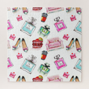 Puzzle Acuarela de glamur: Patrón de moda sin foco