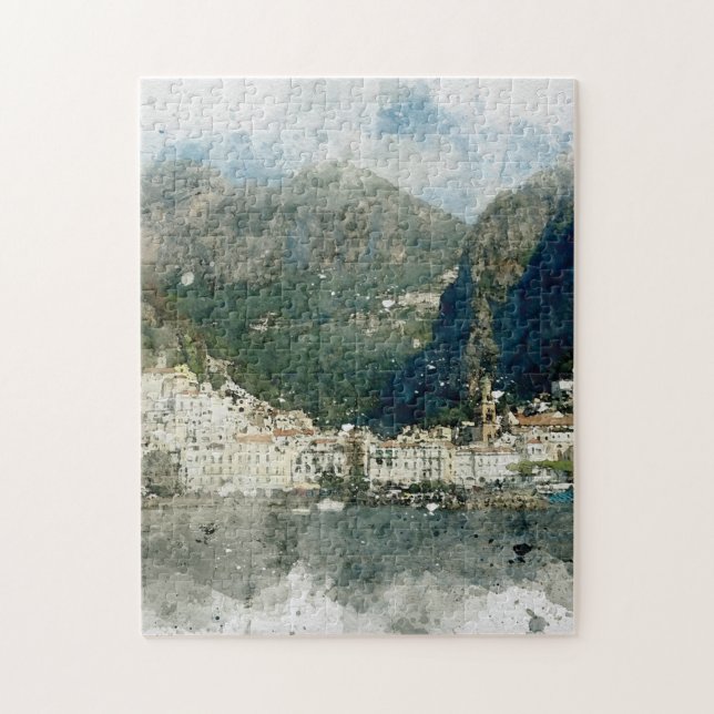 Puzzle Acuarela de la costa de Amalfi (Vertical)