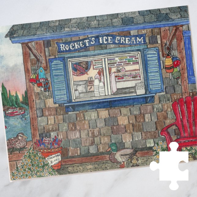 Puzzle Acuarela de la tienda de helados de Nueva Inglater (Subido por el creador)