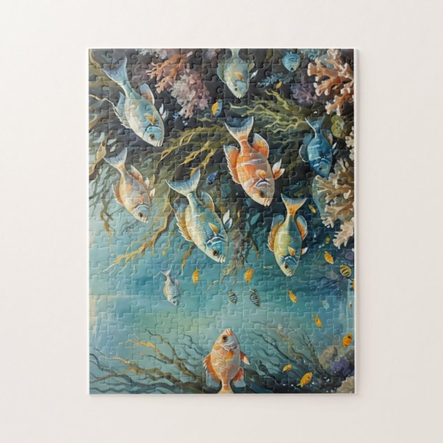 Puzzle acuarela de peces tropicales (Vertical)