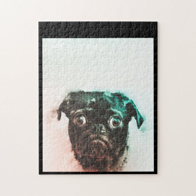 Puzzle Acuarela de Pug | Cubierta de arte de perro (Vertical)
