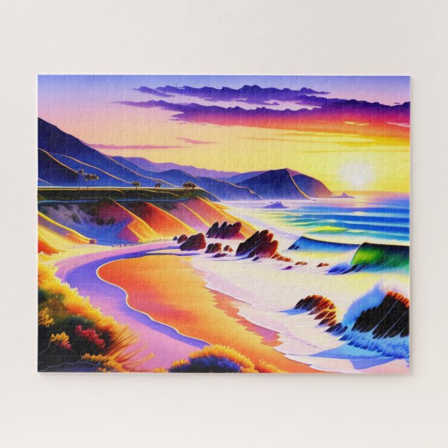 Puzzle Acuarela de Sunset de California (Horizontal)