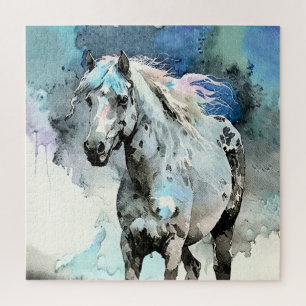 Puzzle Acuarela de yegua Appaloosa juguetona