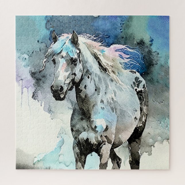 Puzzle Acuarela de yegua Appaloosa juguetona (Vertical)