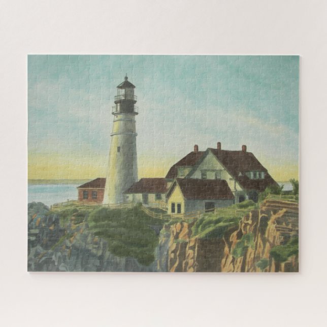 Puzzle Acuarela del Faro de Portland Head (Horizontal)