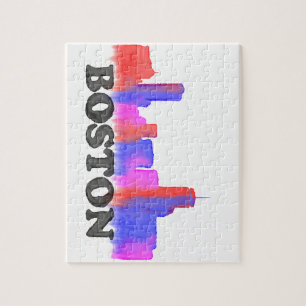Puzzle Acuarela del horizonte de Boston