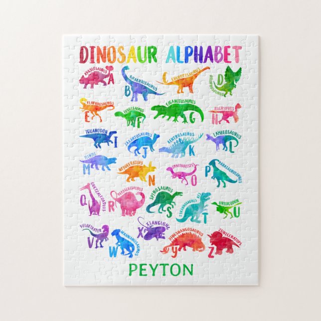 Puzzle Acuarela Dinosaurio Alphabet Colorful Dino Kids (Vertical)