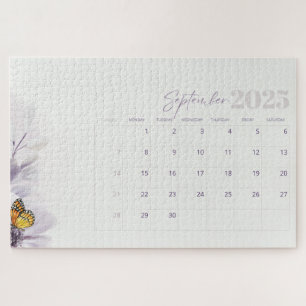 Puzzle Acuarela floral estética crema morada 2025