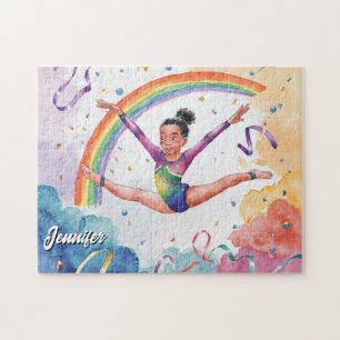 Puzzle Acuarela Gimnasia Cuta Personalizada chica Rosa