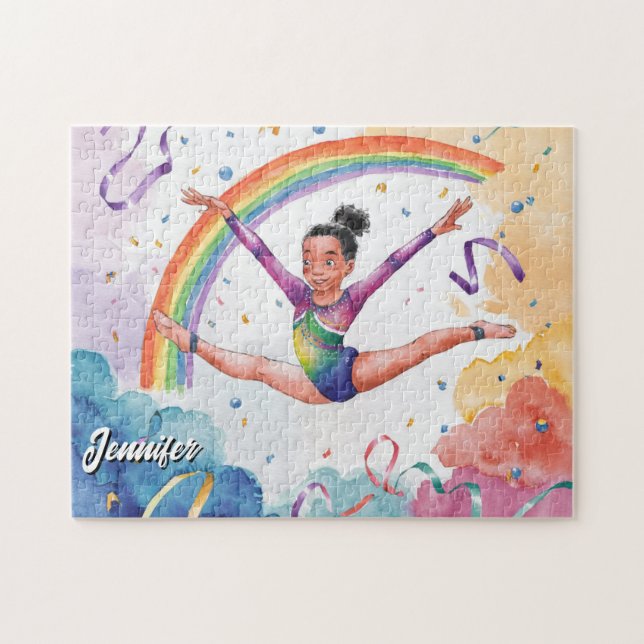 Puzzle Acuarela Gimnasia Cuta Personalizada chica Rosa (Horizontal)