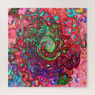 Puzzle Acuarela Groovy Rojo Resumen Remoto Líquido Swirl