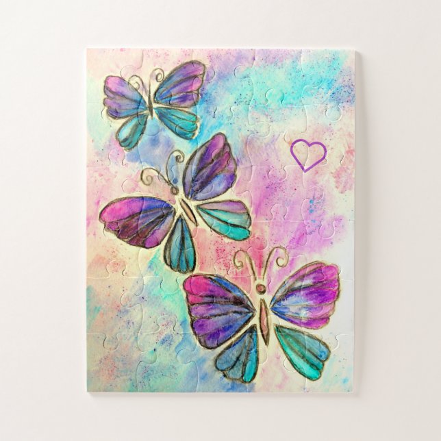 Puzzle Acuarela - Mariposas de colores finos (Vertical)