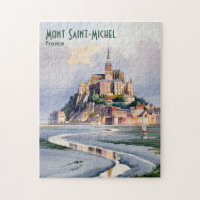 Acuarela Mont Saint Michel Francia Viajes Antiguos
