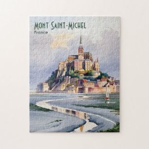 Puzzle Acuarela Mont Saint Michel Francia Viajes Antiguos