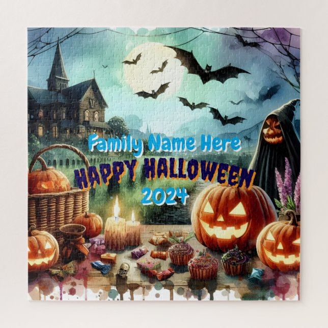 Puzzle Acuarela nocturna de Eerie Halloween (Vertical)