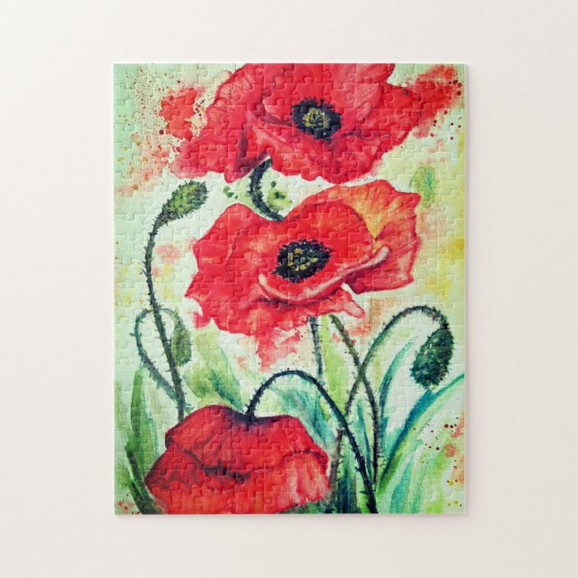 Puzzle Acuarela - Poppies - Hermoso - (Vertical)
