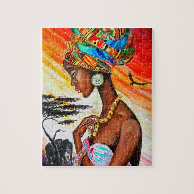 Puzzle Acuarela - Princesa Africana - Mujer Bonito (Vertical)