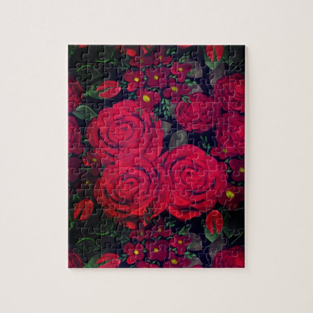 Puzzle Acuarela, rosas rojas, (Vertical)