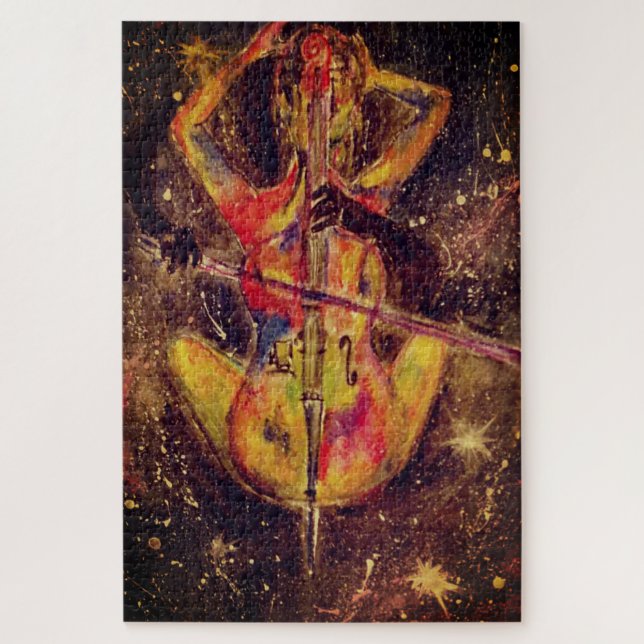 Puzzle Acuarela - Sonata espacial Cello - Lady y Cello (Vertical)