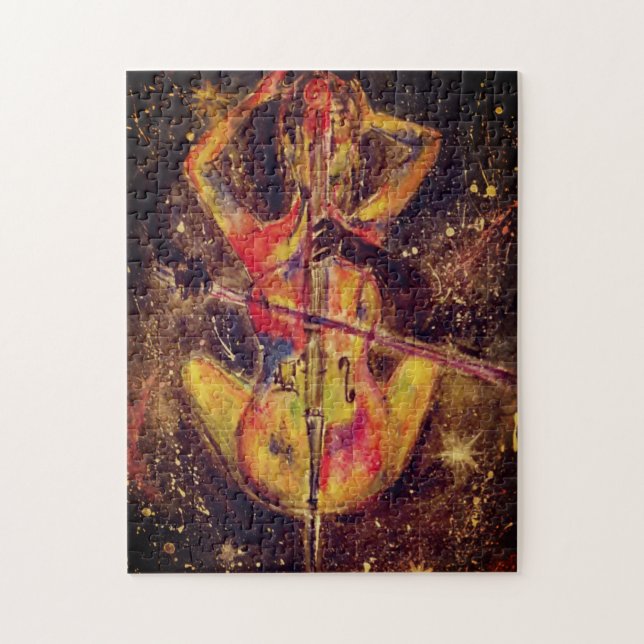 Puzzle Acuarela - Sonata espacial Cello - Lady y Cello - (Vertical)