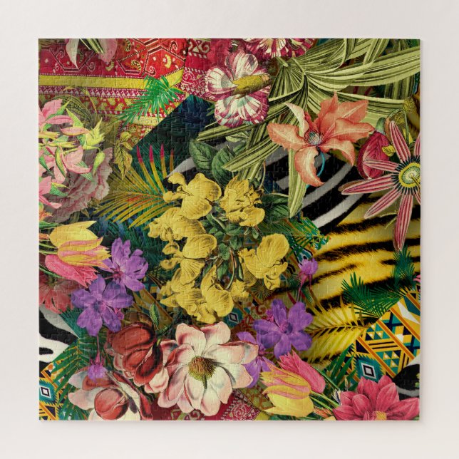 Puzzle Acuarela tropical moderna Floral amarilla (Vertical)