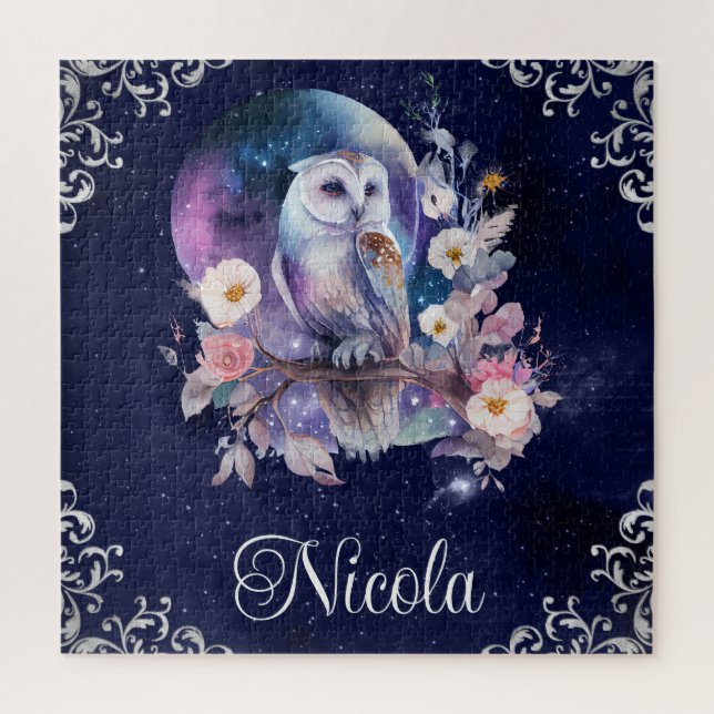 Puzzle Acuarela Vintage Lechuza Celestial (Vertical)