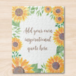 Puzzle Add Your inspirational Motivational Quote Floral<br><div class="desc">This unique jigsaw puzzle is decorated with watercolor sunflowers and greenery. You can add inspirational quotes or motivational messages in stylish script typography.
Easily customizable,  you can change the font and color of the text.
Original Watercolor © Michele Davies.</div>