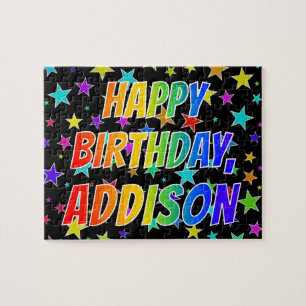 Puzzle "ADDISON" Nombre, Diversión "FELIZ CUMPLEAÑOS"