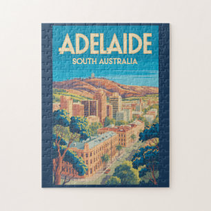 Puzzle Adelaide Australia Ilustración Arte de Viaje Vinta