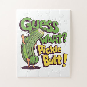 Puzzle ¡Adivina qué! ¡Trasero de pepino! Pepino divertido
