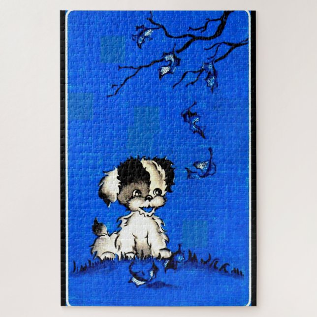 Puzzle adorable cachorro en otoño (Vertical)