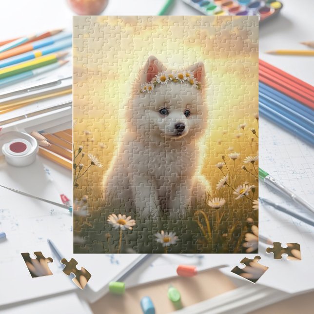 Puzzle Adorable cachorro Spitz blanco pequeño (Subido por el creador)
