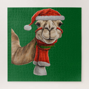 Puzzle Adorable Camello Lindo con Sombrero de Santa Navid
