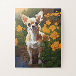 Puzzle Adorable chihuahua con flores silvestres