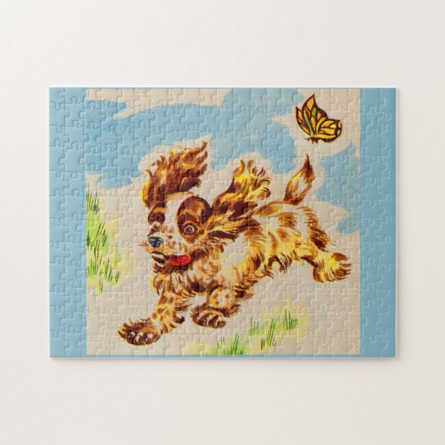 Puzzle adorable cocker spaniel puppy en fuga (Horizontal)