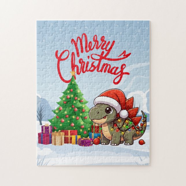Puzzle Adorable/Divertido stegosaurus bebé de Navidad  (Vertical)