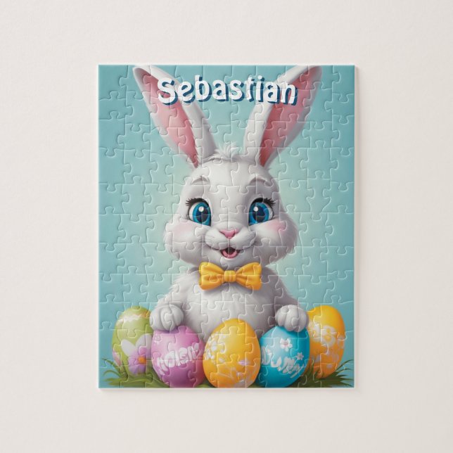 Puzzle Adorable Easter Bunny Kids Personalizado (Vertical)