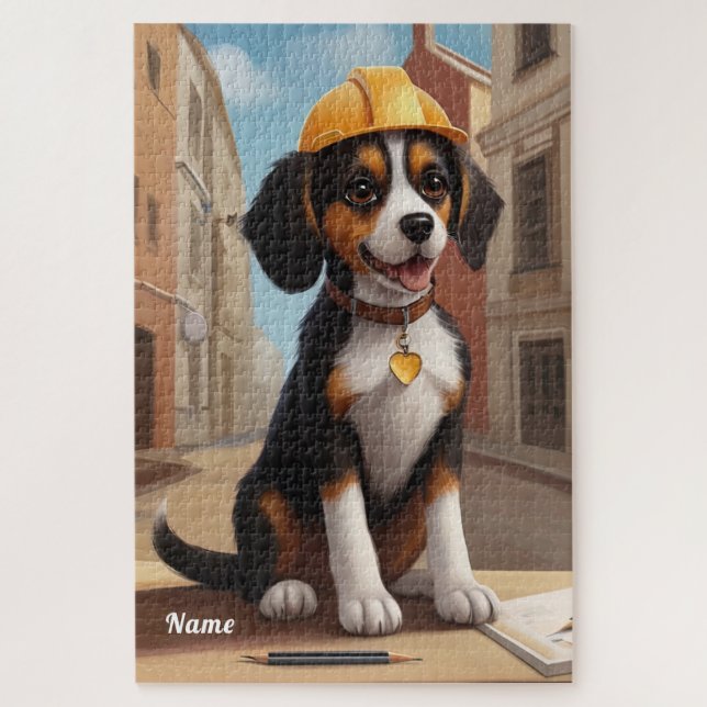 Puzzle Adorable obrero de la construcción Perro Cupo de p (Vertical)