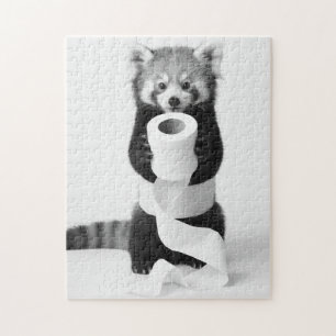Puzzle Adorable Panda Rojo Sosteniendo Papel Higiénico Mi