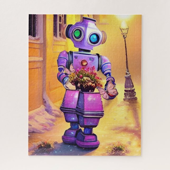 Puzzle Adorable paseo nocturno de violeta morado (Vertical)