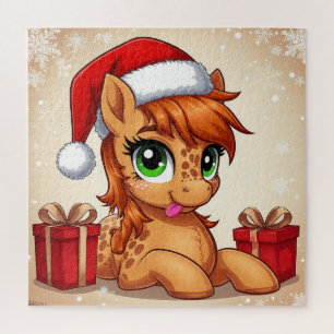 Puzzle Adorable pony de dibujos animados con sombrero de