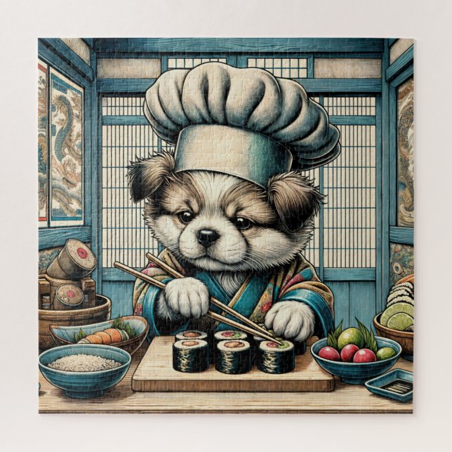 Puzzle Adorable Sushi Chef Puppy (Vertical)
