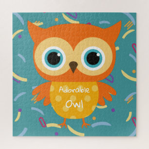 Puzzle Adorable yellow owl blue pattern vintage toys kids