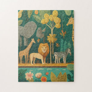 Puzzle Adorables animales salvajes modernos en acuarela p