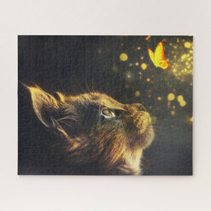 Puzzle Adorables gatitos y mariposas por la noche