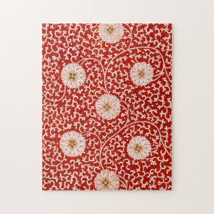 Puzzle Adorno chino rojo blanco floral de Owen Jones